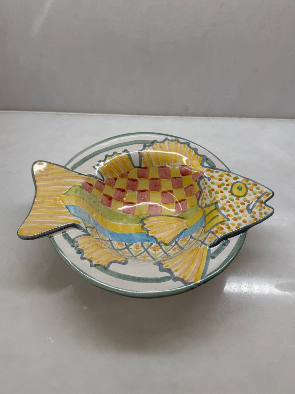 Retired MacKenzie-Childs Ceramic Fish Bowl 11" 2002 SH - Excellent Condition!